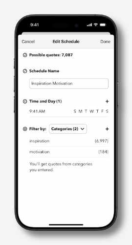 Schedule quote by categories